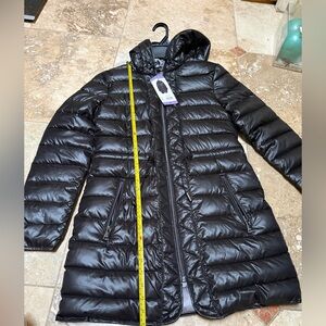 Kenneth Cole Shiny Black Hooded Puffer jacket